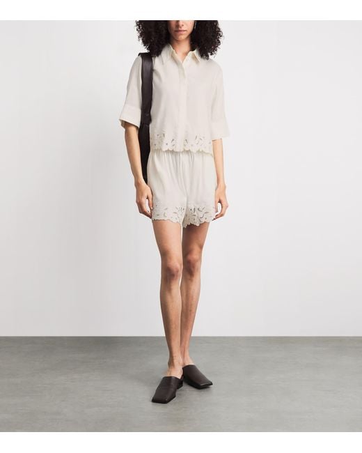 Camilla & Marc White Linen-Blend Chara Cropped Shirt