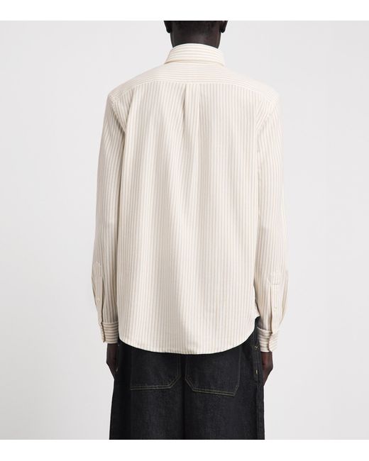 Polo Ralph Lauren White Cotton Mesh Stripe Oxford Shirt for men