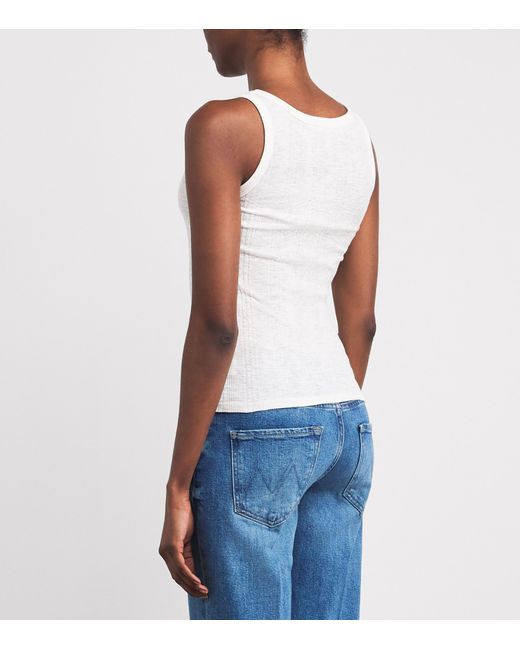 Mother White Cotton Runner Up Tank Top