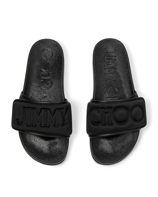 Jimmy Choo Black Monnogram Fitz Slides