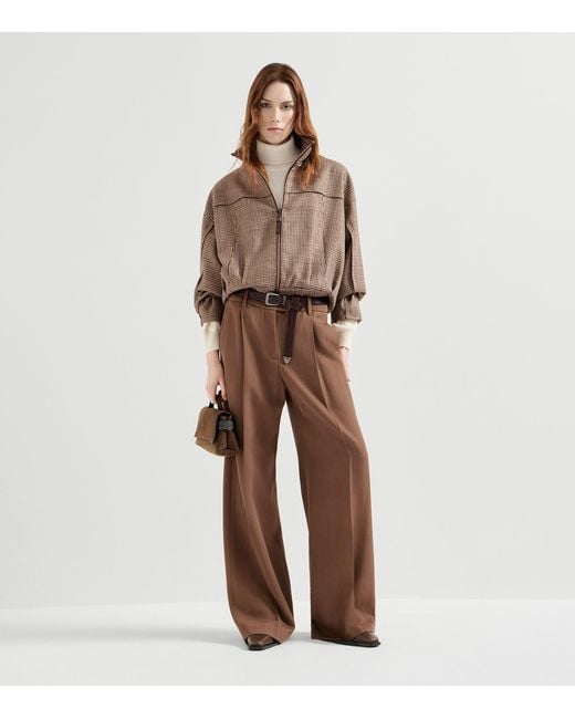 Brunello Cucinelli Brown Virgin Wool-Blend Houndstooth Jacket