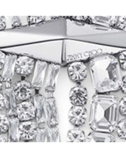 Jimmy Choo White Crystal-Embellished Zandra Necklace