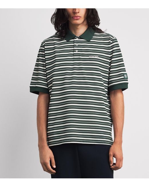 Manors Green Piqué Stripe Goat Polo Shirt for men