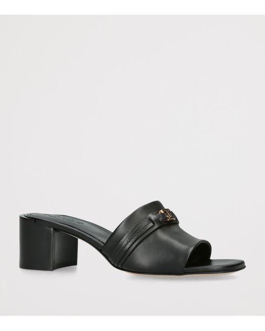 Tod's Black Leather Cuoio Heeled Mules 55