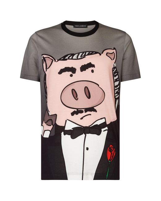 Dolce & Gabbana Pink Year Of The Pig T-shirt for men