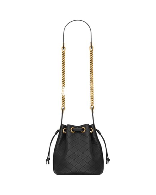 Saint Laurent Black Small Cassandre Bucket Bag