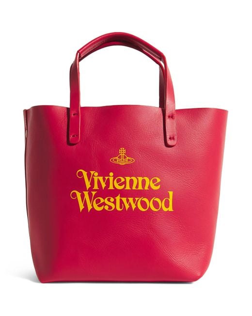 Vivienne Westwood Small Leather Studio Shopper Bag in Red for Men