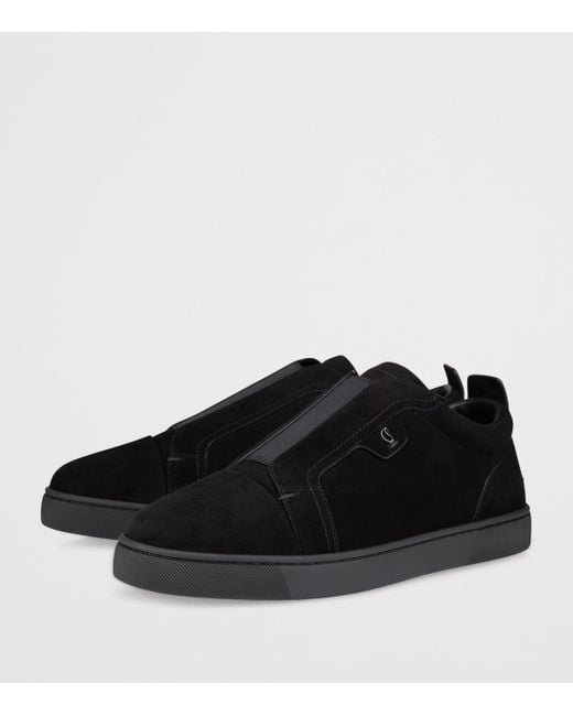 Christian Louboutin Black St. Louis Suede Slip-On Sneakers for men