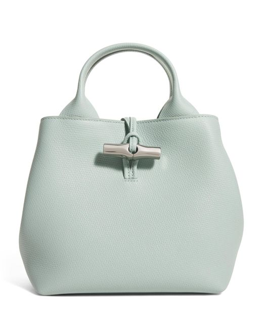 Longchamp Green Grained Leather Le Rouseau Tote Bag