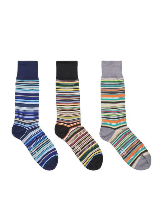Paul Smith Blue Cotton-Blend Signature Stripe Socks for men