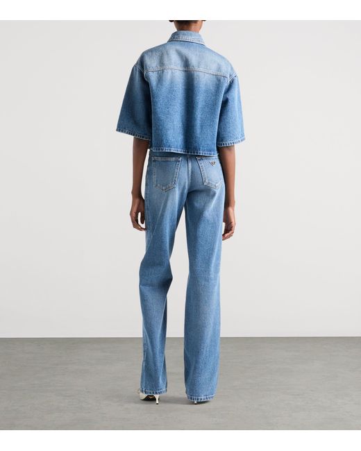 Prada Blue Denim Cropped Shirt
