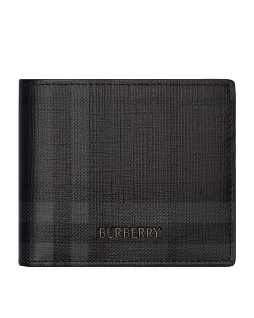 Burberry Black City Check Bifold Wallet for men