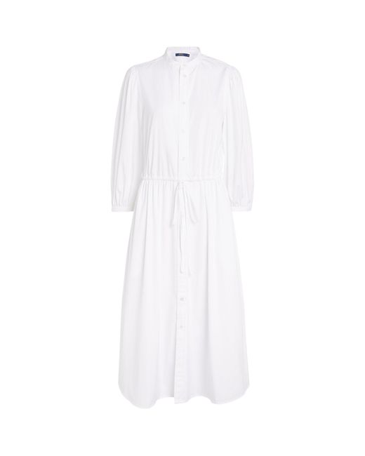 Polo Ralph Lauren Cotton Midi Dress in White | Lyst