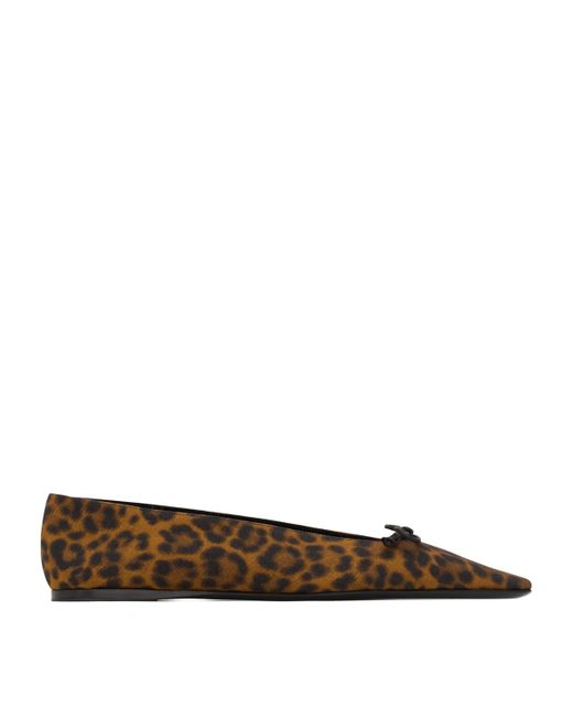 Saint Laurent Black Leopard Poppy Ballet Flats