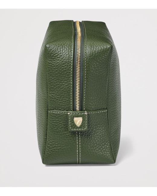 Aspinal Green Large Leather London Cosmetic Case