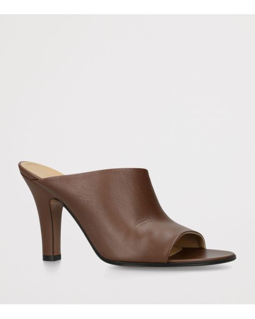The Row Brown Signum Leather Heeled Mules
