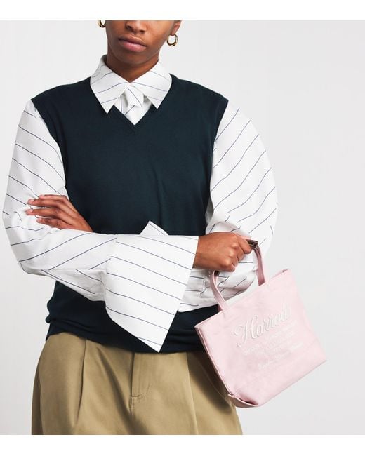 Harrods Pink Small Embroidered Logo Tote Bag