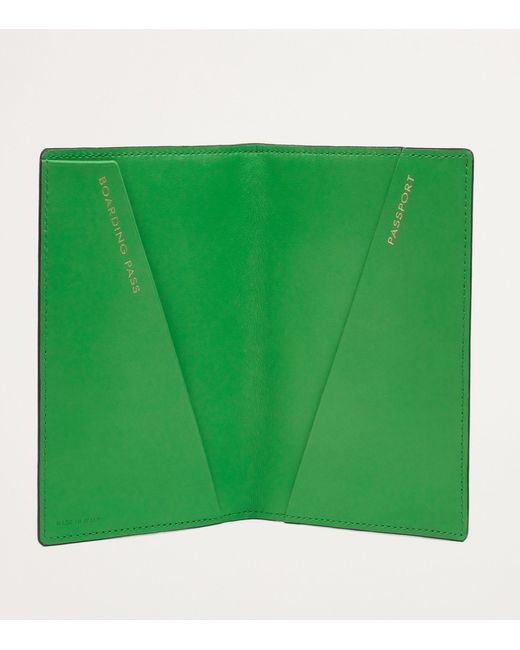 Smythson Green Leather Panama Passport Cover