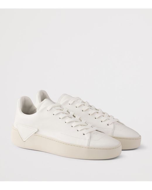 Prada White Leather Court Sneakers