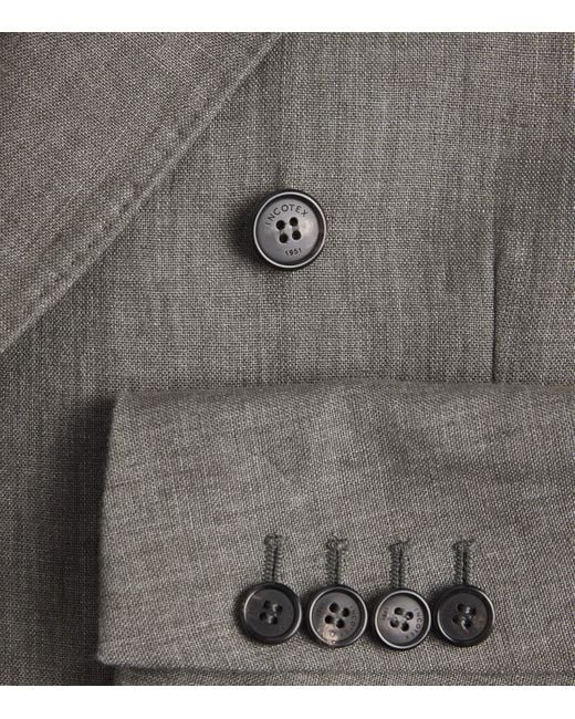 Slowear Gray Linen Double-Breasted Blazer for men