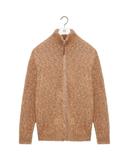 Loewe Brown Jacquard Anagram Zip-Up Relaxed Cardigan for men