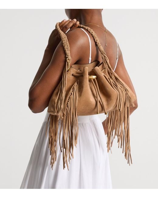 Jimmy Choo Brown Medium Cinch Suede Bucket Bag