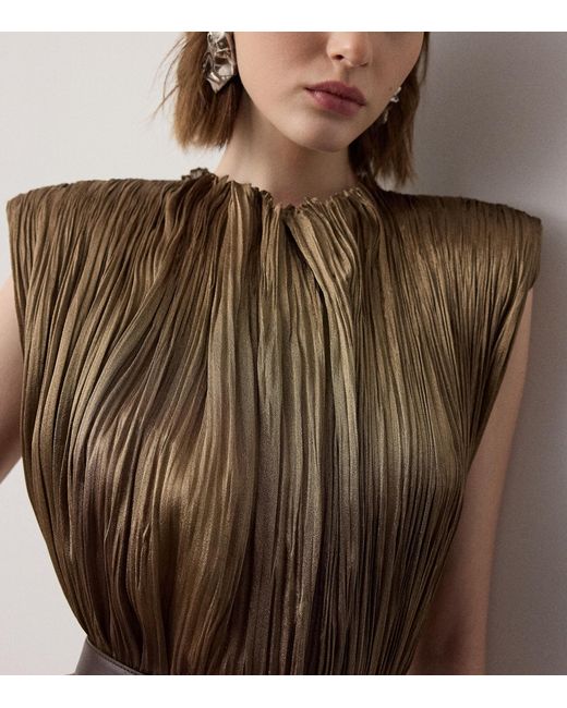 Ralph Lauren Natural Pleated Virna Maxi Dress