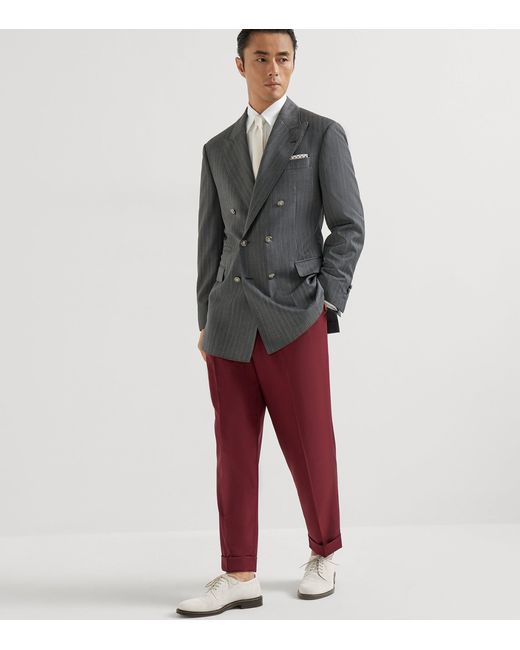 Brunello Cucinelli White Suede Derby Shoes for men