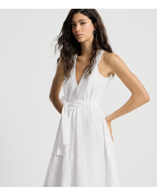 Brunello Cucinelli White Techno Cotton Broderie Anglaise Maxi Dress