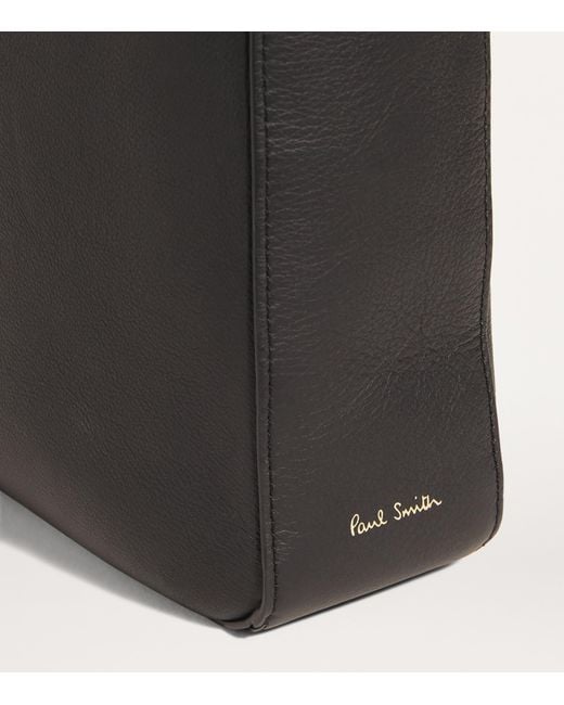 Paul Smith Black Leather Signature Stripe Briefcase for men