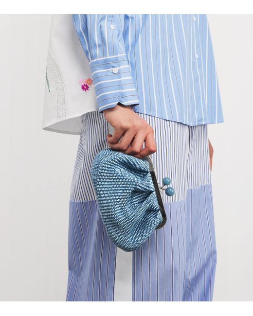 Weekend by Maxmara Blue Small Raffia-Effect Pasticcino Bag