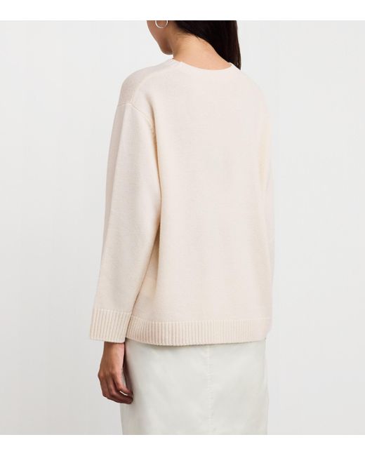 MAX&Co. White Wool-Cashmere Crew-Neck Sweater