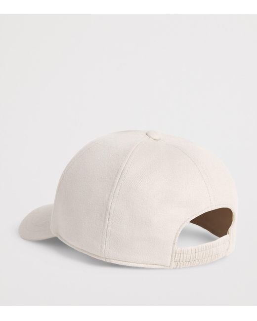 Herno White Cashmere-Silk Baseball Cap for men