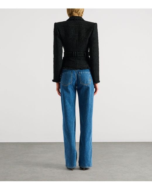 Balmain Black Tweed Belted Blazer