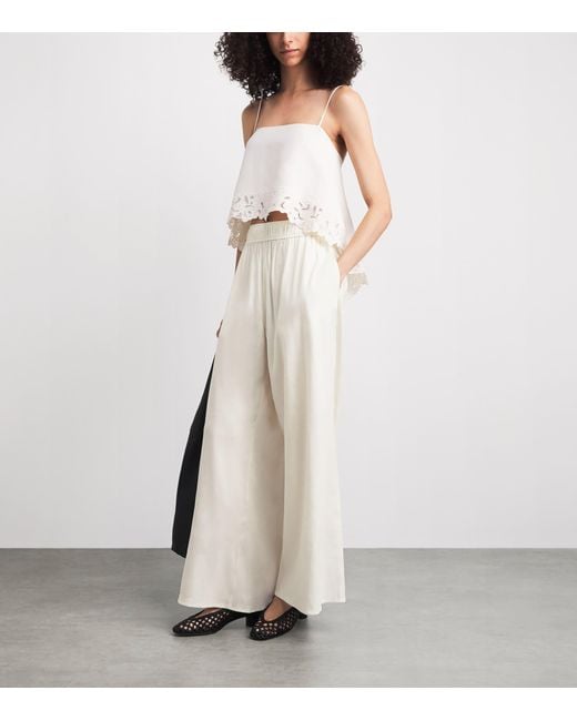 Camilla & Marc White Linen-Blend Chara Wide-Leg Trousers