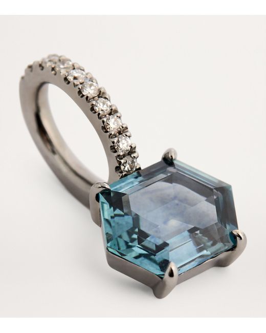 Eva Fehren Blue Blackened, Diamond And Sapphire Charm