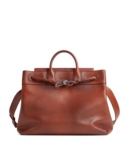 Bottega Veneta Brown Small Leather Andiamo Voyager Holdall
