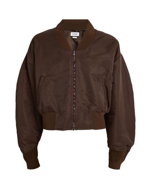 Hed Mayner Brown Cropped Bomber Jacket for men