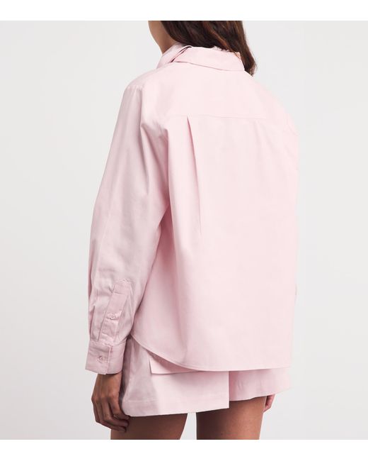 Maje Pink Cotton Scarf-Detail Shirt
