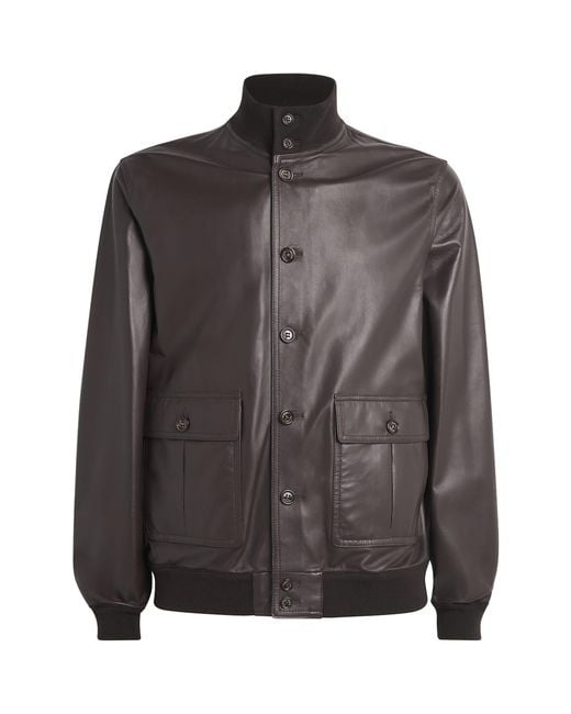 Valstar Gray Leather Ino Bomber Jacket for men