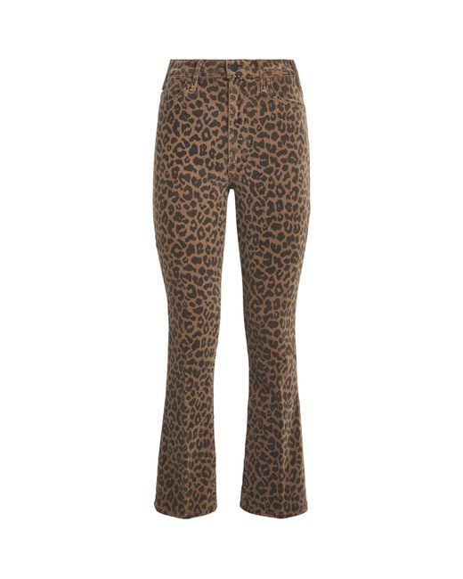 Mother Brown Cheetah Print The Hustler Flood Flared Jeans