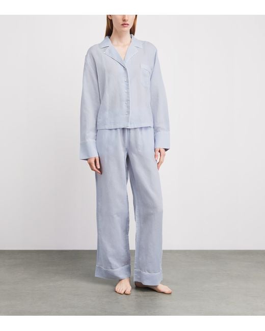Polo Ralph Lauren Blue Linen-Cotton Pyjama Set