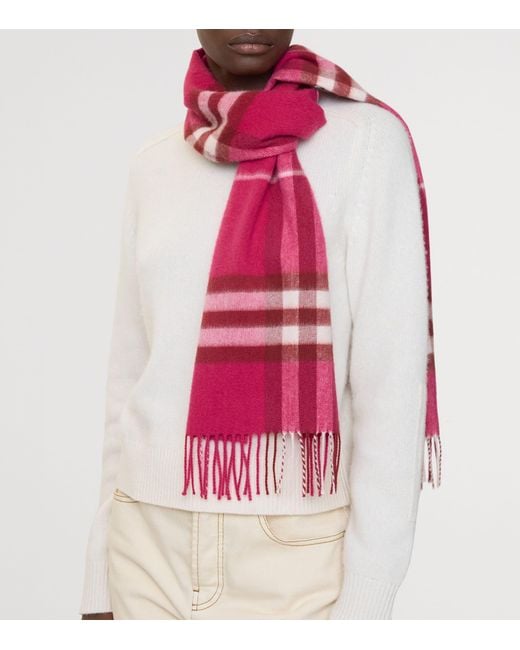 Burberry Red Cashmere Check Scarf