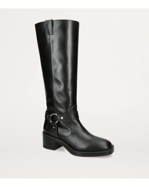 Stuart Weitzman Black Leather Jax Knee-High Boots