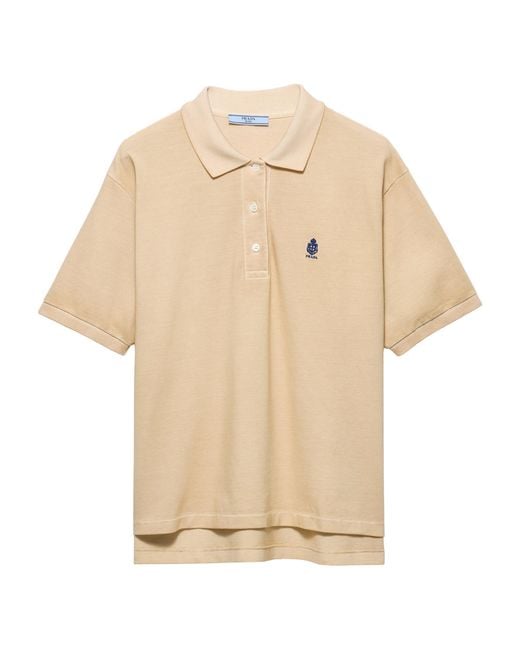 Prada Natural Cotton Piqué Polo Shirt