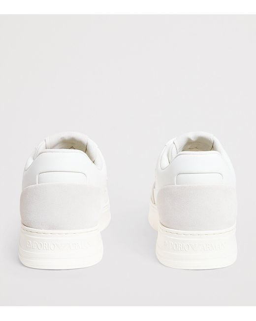 Emporio Armani White Suede Sneakers for men