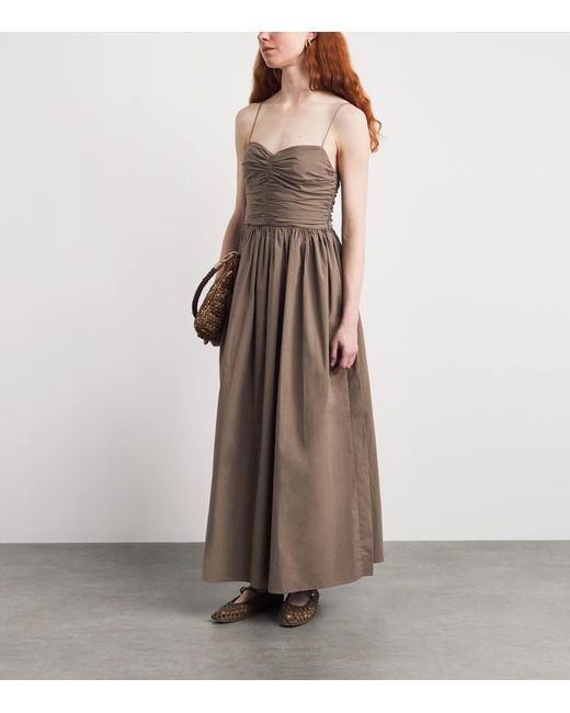 Matteau Brown Organic Cotton Gathered Midi Dress