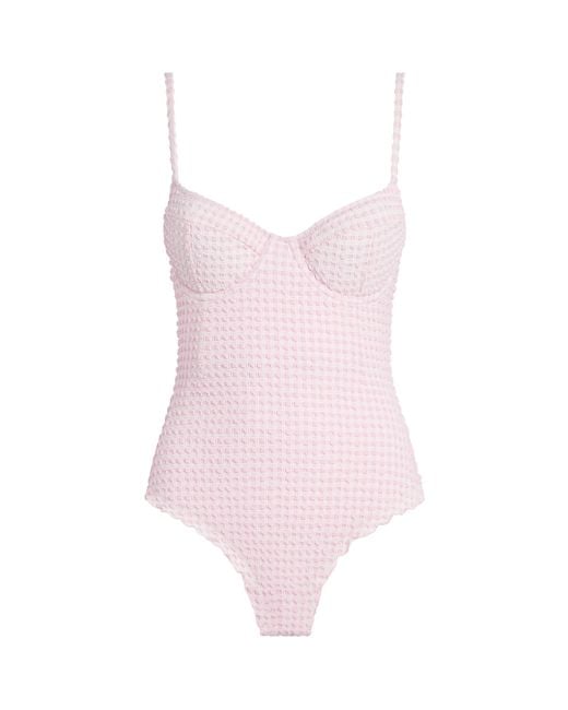 Jonathan Simkhai Pink Gingham Suni Swimsuit