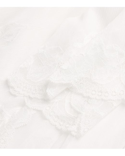 Bocan White Silk Chiffon Rosabelle Robe