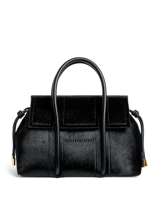 Harrods Black Small Calf Hair Marcie Shoulder Bag